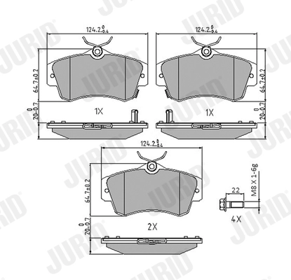 Kit de plaquettes de frein, frein à disque JURID 573033J
