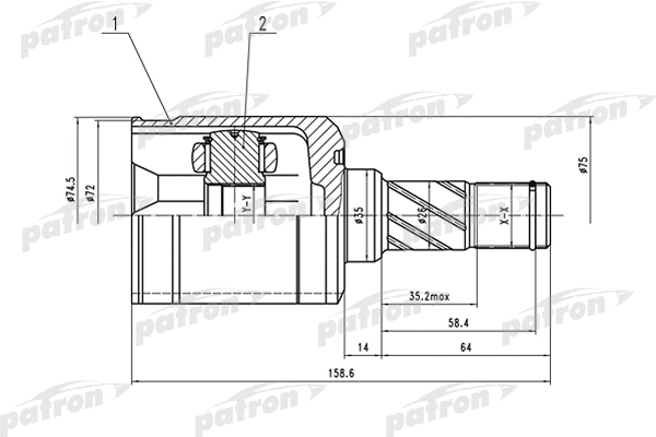 Jeu de joints, arbre de transmission PATRON PCV1530