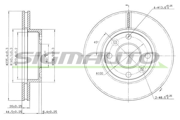 Disque de frein SIGMAUTO DBB521V