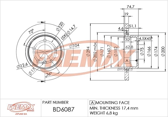 Disque de frein FREMAX BD-6087