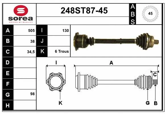 Arbre de transmission STARTCAR 248ST87-45