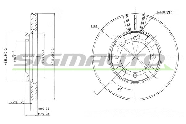 Disque de frein SIGMAUTO DBA293V