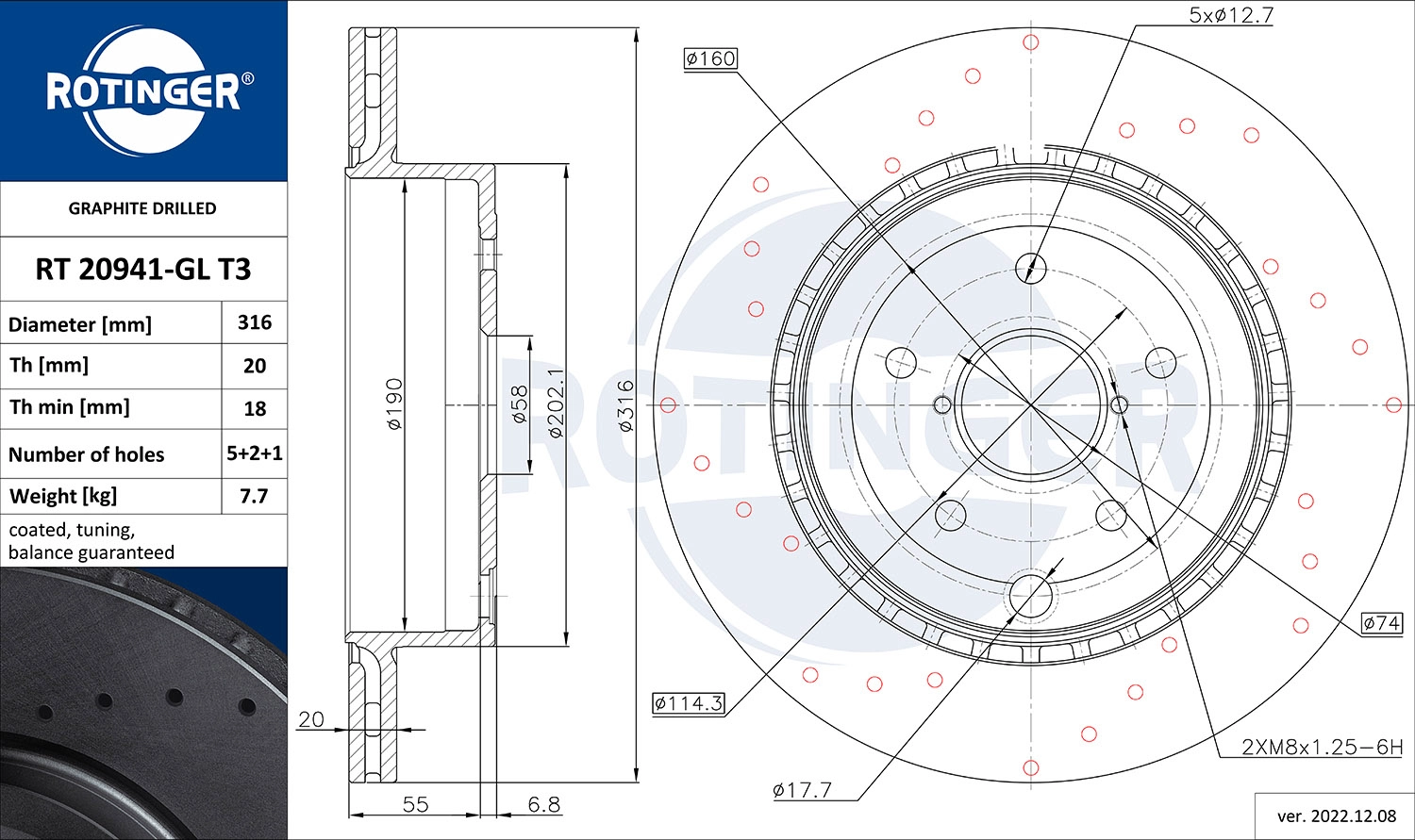Disque de frein ROTINGER RT 20941-GL T3
