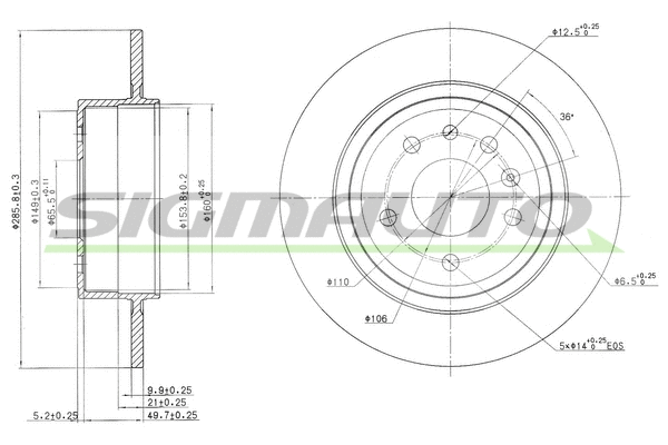 Disque de frein SIGMAUTO DBB116S
