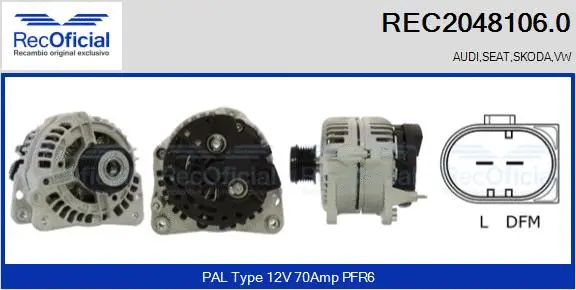 Alternateur RECOFICIAL REC2048106.0