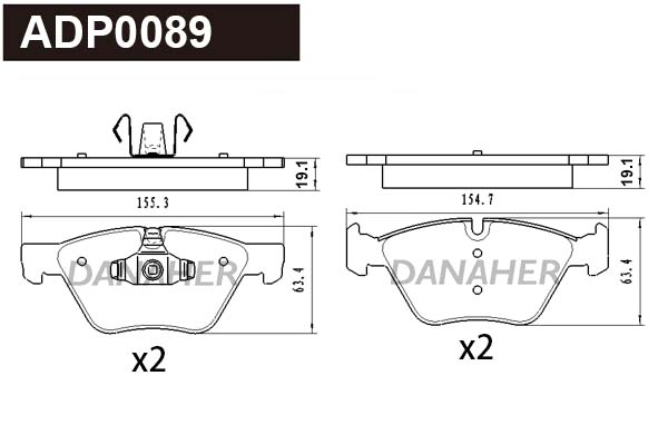 Kit de plaquettes de frein, frein à disque DANAHER ADP0089