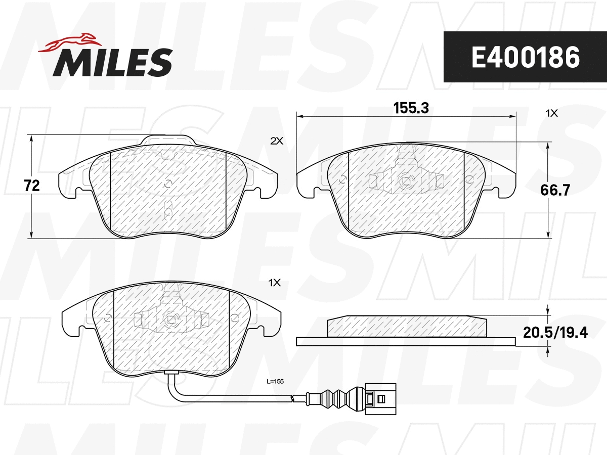 Kit de plaquettes de frein, frein à disque MILES E400186