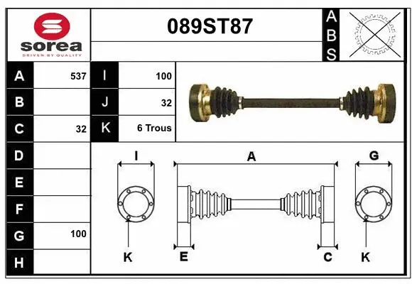 Arbre de transmission STARTCAR 089ST87