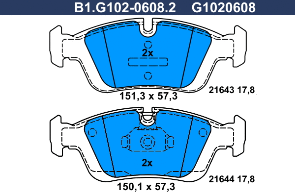 Kit de plaquettes de frein, frein à disque GALFER B1.G102-0608.2