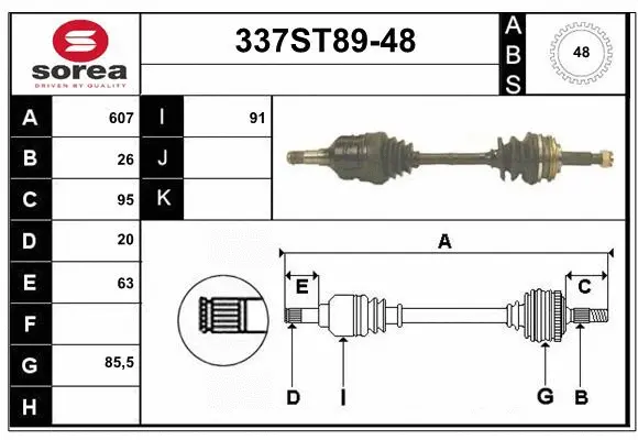 Arbre de transmission STARTCAR 337ST89-48
