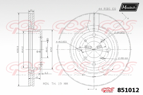 Disque de frein MAXTECH 851012