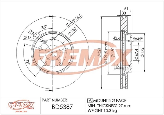 Disque de frein FREMAX BD-5387