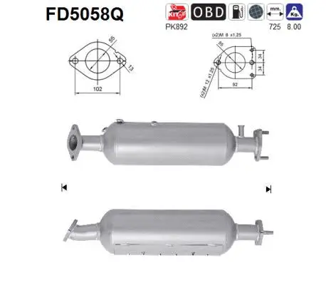 Filtre à particules / à suie, échappement AS FD5058Q