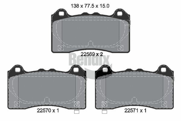 Kit de plaquettes de frein, frein à disque BENDIX Braking BPD2462