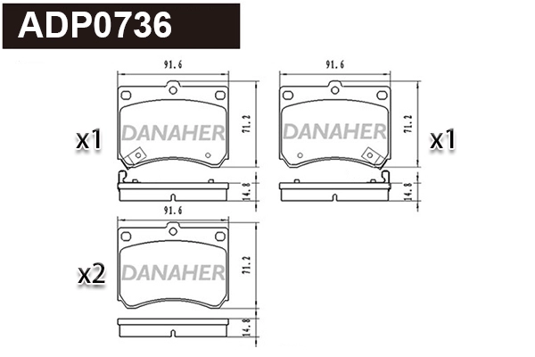 Kit de plaquettes de frein, frein à disque DANAHER ADP0736