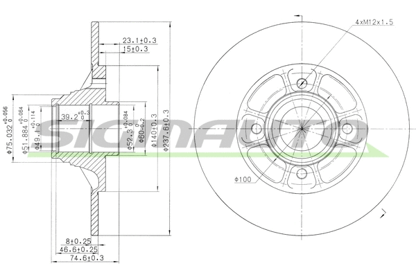Disque de frein SIGMAUTO DBB517S