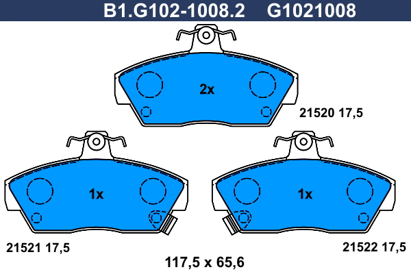 Kit de plaquettes de frein, frein à disque GALFER B1.G102-1008.2