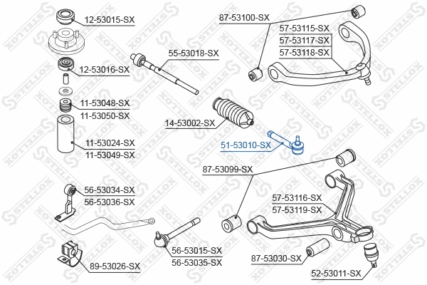 Rotule de barre de connexion STELLOX 51-53010-SX