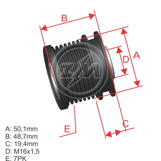 Poulie roue libre, alternateur ZM ZM 96.012.09