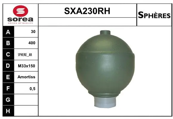 Accumulateur de pression, suspension/amortissement SERA SXA230RH