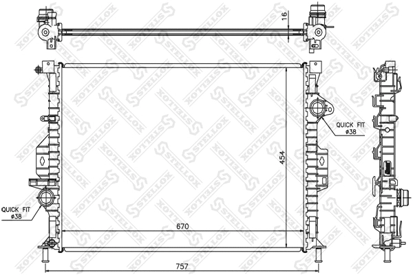 Radiateur, refroidissement du moteur STELLOX 10-25456-SX
