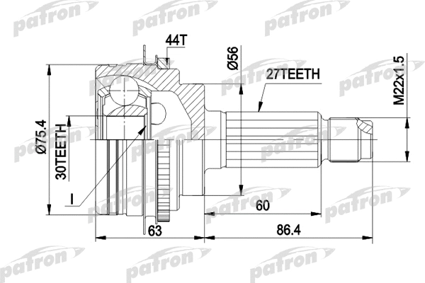 Jeu de joints, arbre de transmission PATRON PCV1084
