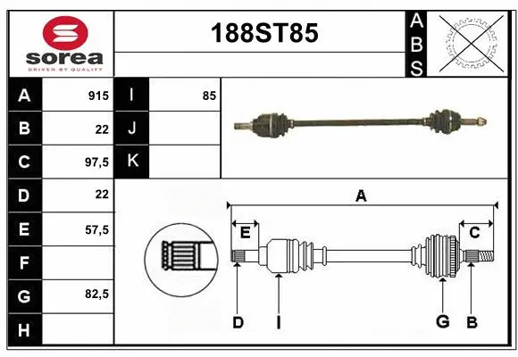 Arbre de transmission STARTCAR 188ST85
