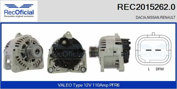 Alternateur RECOFICIAL REC2015262.0