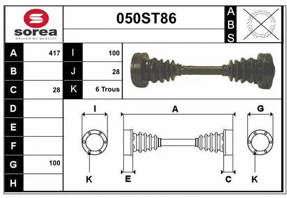 Arbre de transmission STARTCAR 050ST86