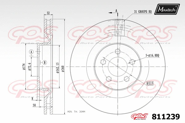 Disque de frein MAXTECH 811239