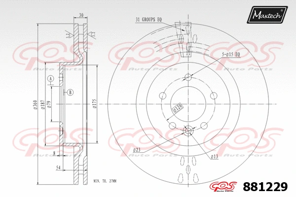 Disque de frein MAXTECH 881229