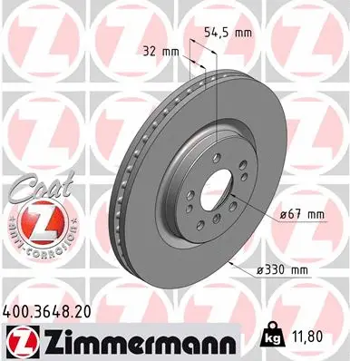 Disque de frein ZIMMERMANN 400.3648.20