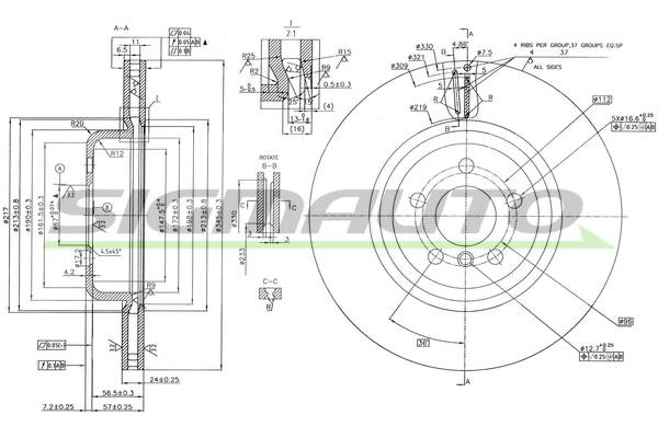Disque de frein SIGMAUTO DBC627V