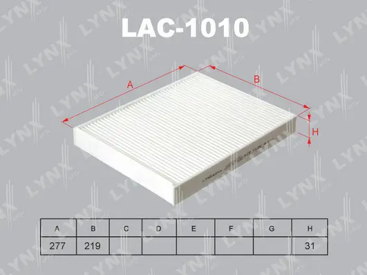 Filtre, air de l'habitacle LYNXAUTO LAC-1010