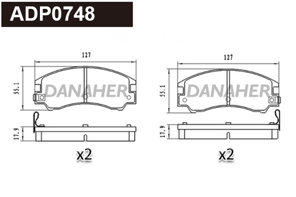 Kit de plaquettes de frein, frein à disque DANAHER ADP0748