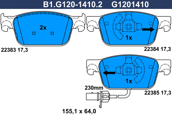 Kit de plaquettes de frein, frein à disque GALFER B1.G120-1410.2