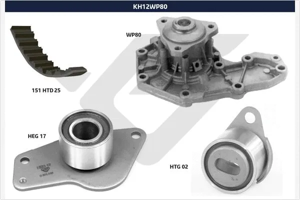 Pompe à eau + kit de courroie crantée HUTCHINSON KH 12WP80