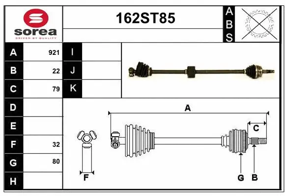 Arbre de transmission STARTCAR 162ST85