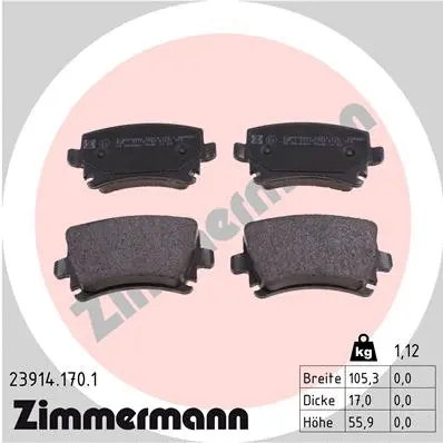Kit de plaquettes de frein, frein à disque ZIMMERMANN 23914.170.1