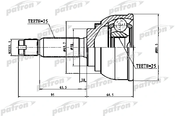 Jeu de joints, arbre de transmission PATRON PCV1012