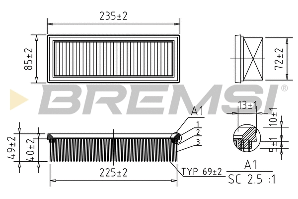Filtre à air BREMSI FA1640