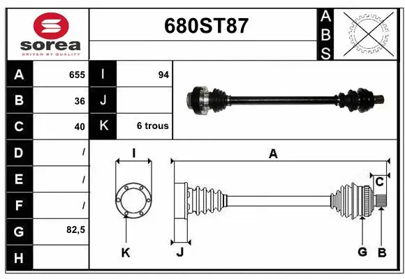 Arbre de transmission STARTCAR 680ST87