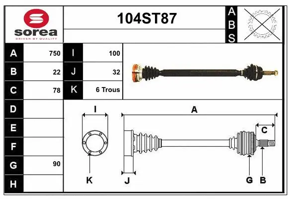 Arbre de transmission STARTCAR 104ST87