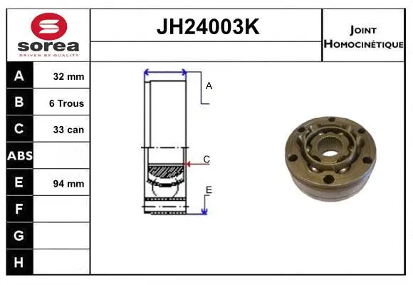 Jeu de joints, arbre de transmission SNRA JH24003K