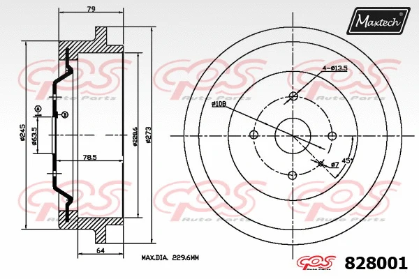 Tambour de frein MAXTECH 828001