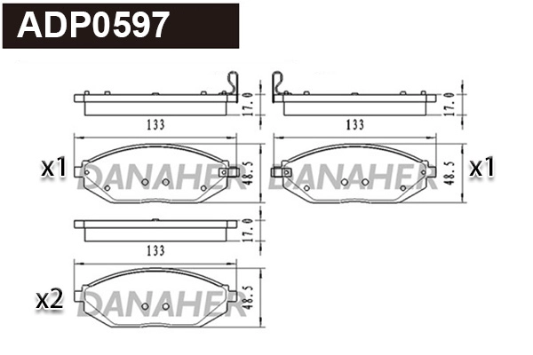 Kit de plaquettes de frein, frein à disque DANAHER ADP0597
