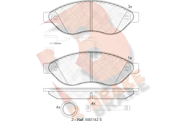 Kit de plaquettes de frein, frein à disque R BRAKE RB1803