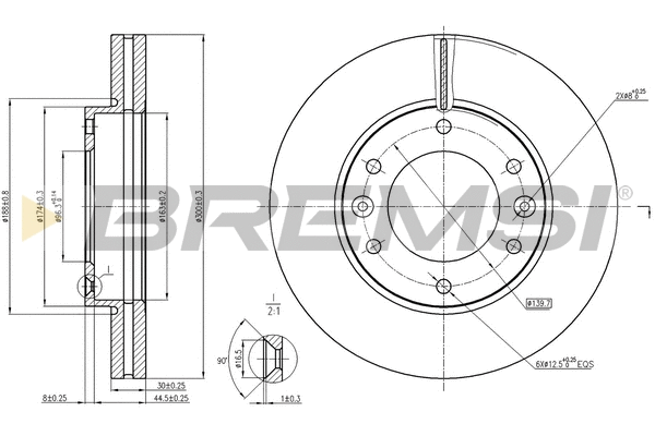 Disque de frein BREMSI CD8111V
