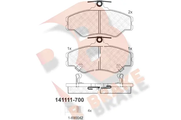 Kit de plaquettes de frein, frein à disque R BRAKE RB1111-700