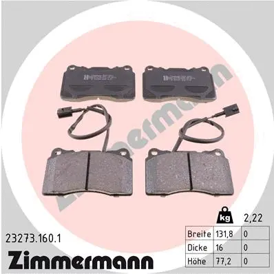 Kit de plaquettes de frein, frein à disque ZIMMERMANN 23273.160.1